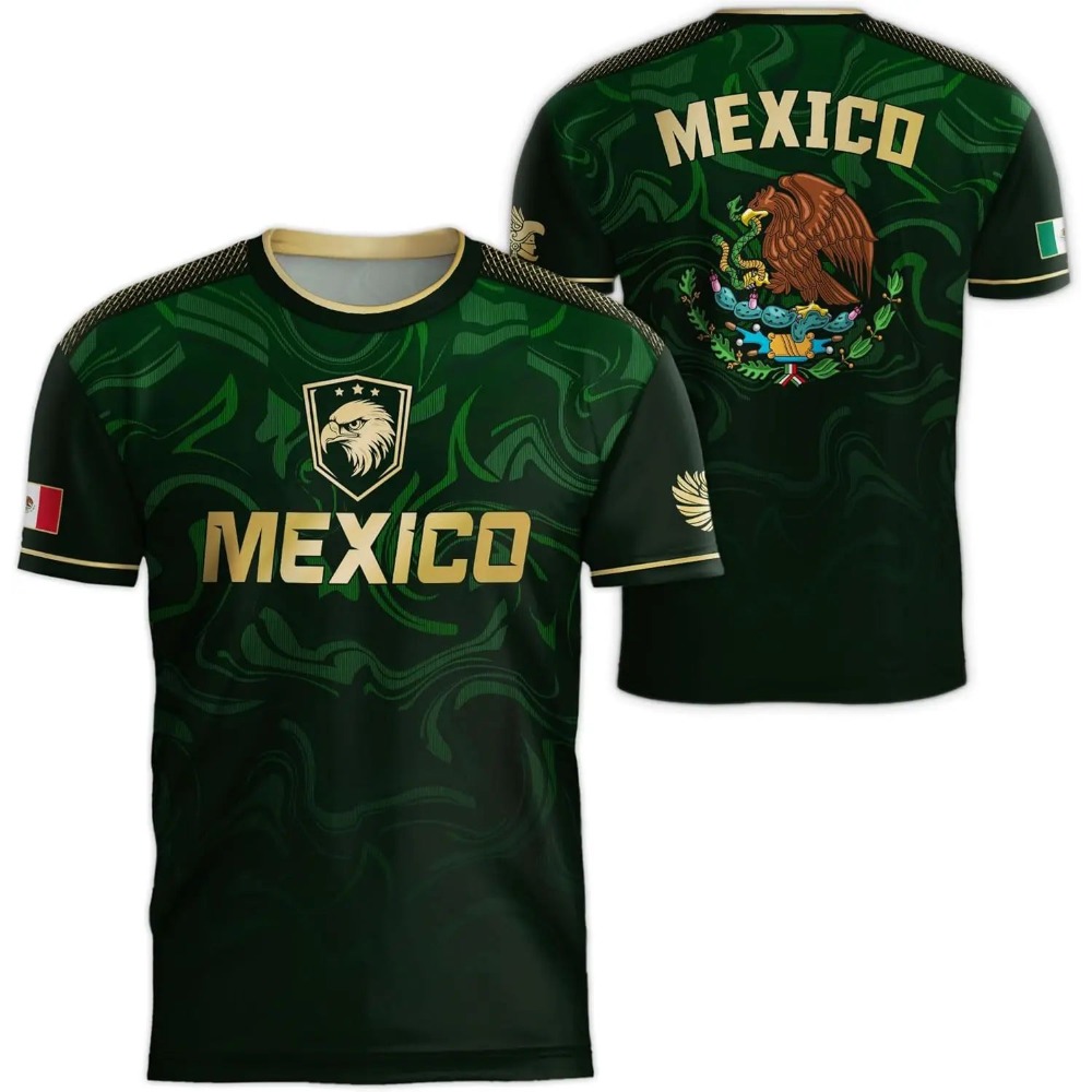 Mens Fashion Casual - 2026 Mexico National Flag Print T