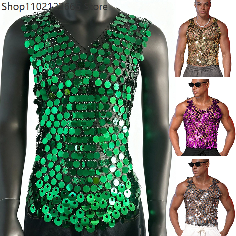 Men'S Fashion Model - Cosplay Party Bar Club Men's Metallic