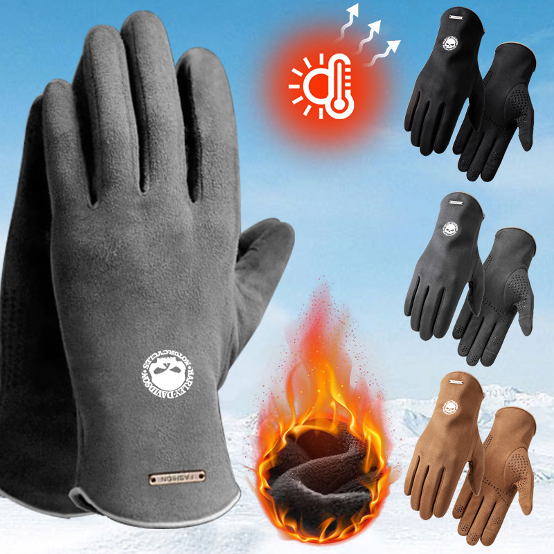 Driving Gloves Leather - 2pc Man Winter Warm Gloves For