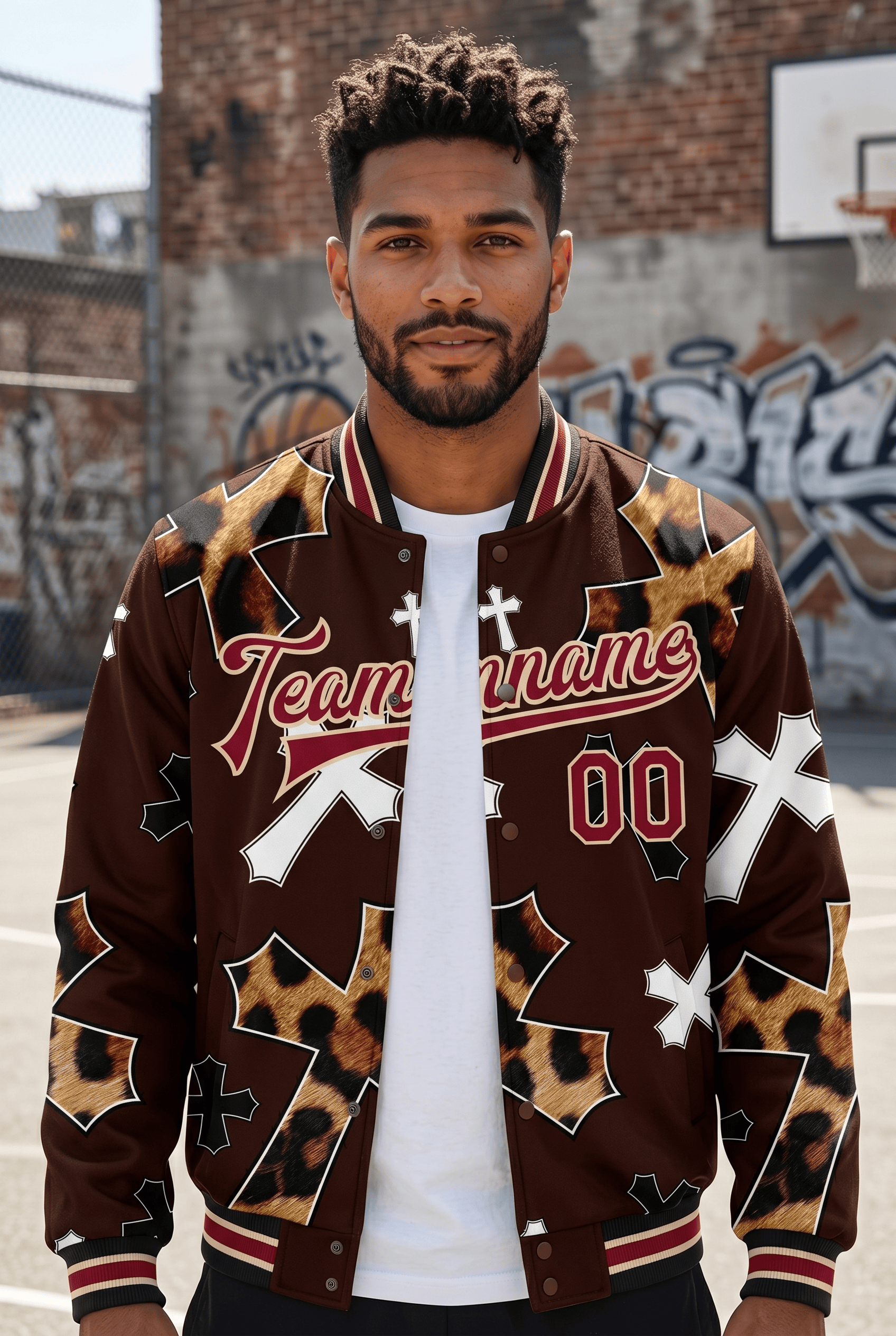 Varsity Jacket Letterman - Custom Brown Crimson City Black Gothic