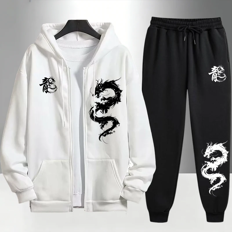 Chinese Dragon Print Tracksuit - Men'S Fashion Zipper Hoodie 리뷰 및 가격
