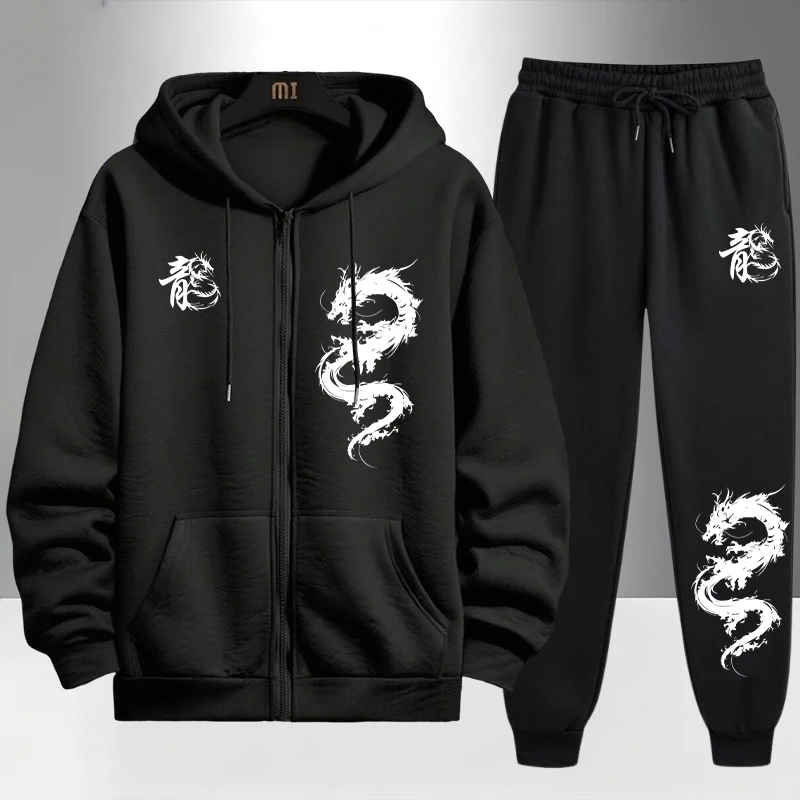 Chinese Dragon Print Tracksuit - Men'S Fashion Zipper Hoodie 리뷰 및 가격