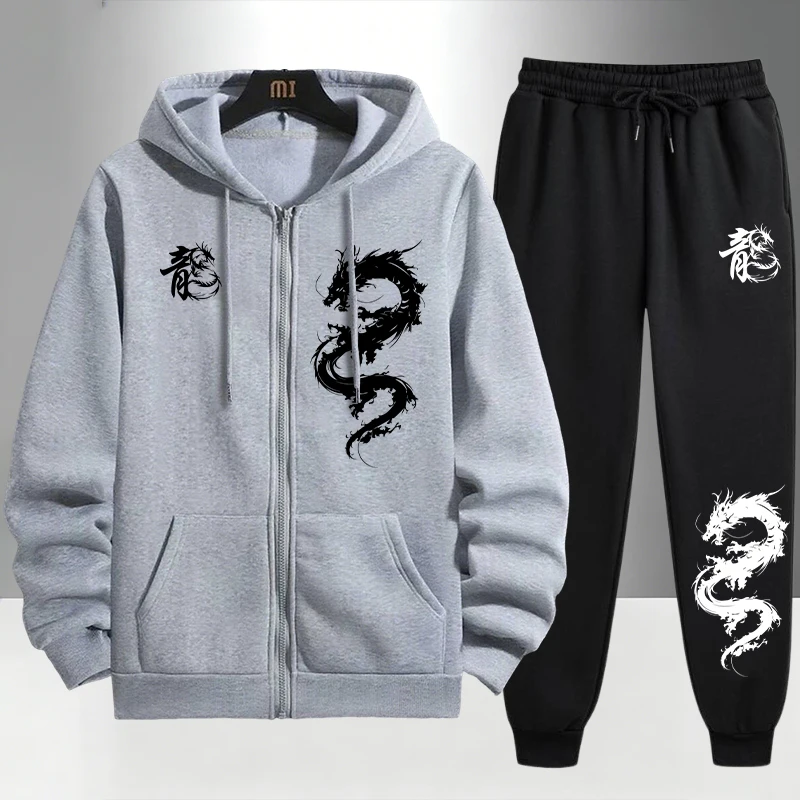 Chinese Dragon Print Tracksuit - Men'S Fashion Zipper Hoodie 리뷰 및 가격