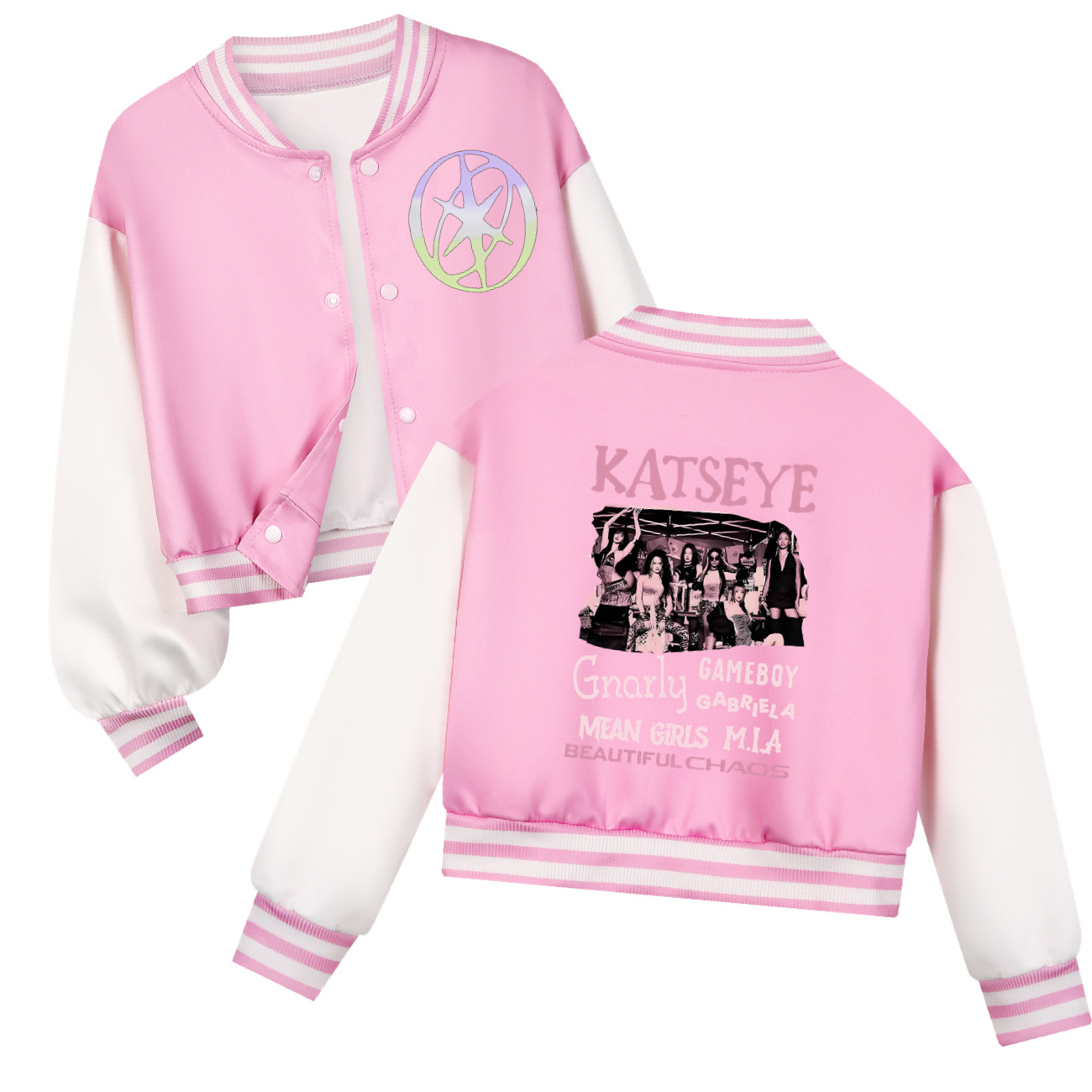 KATSEYE Printing Kids Short Ba - Varsity Jacket Letterman 리뷰 및 가격