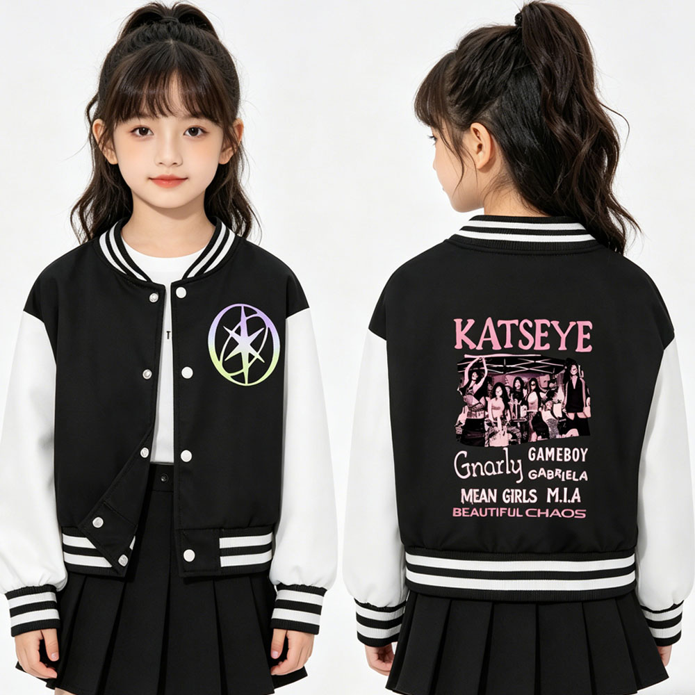 KATSEYE Printing Kids Short Ba - Varsity Jacket Letterman 리뷰 및 가격