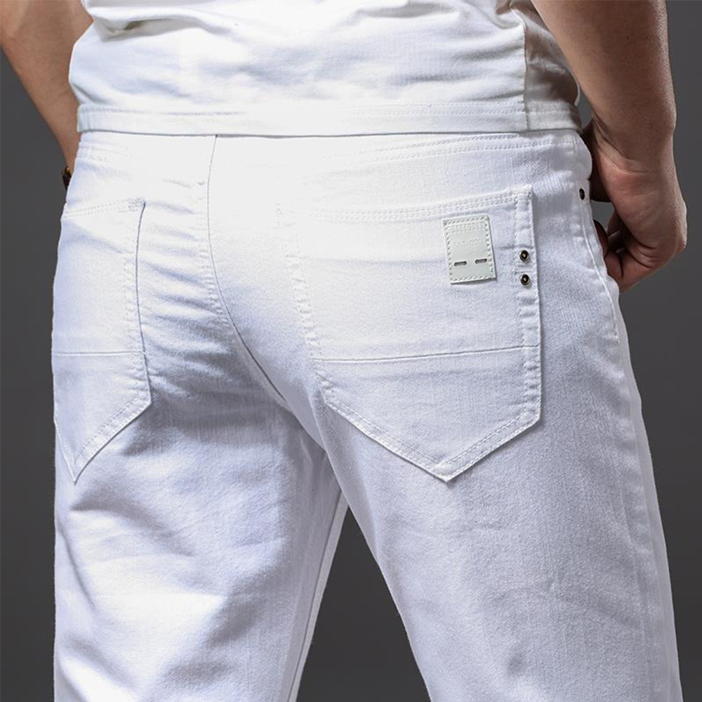 Men White Jeans Elasticity Str - Men'S Fashion For 60 Year Old 리뷰 및 가격