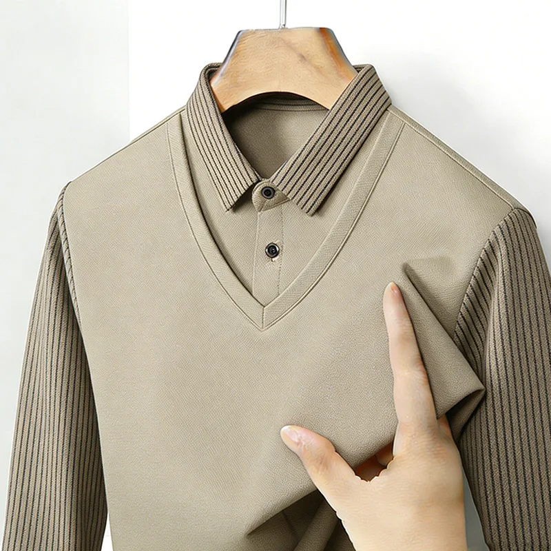 Men's Fake Two Piece Shirt Col - Mens Fashion Casual 리뷰 및 가격