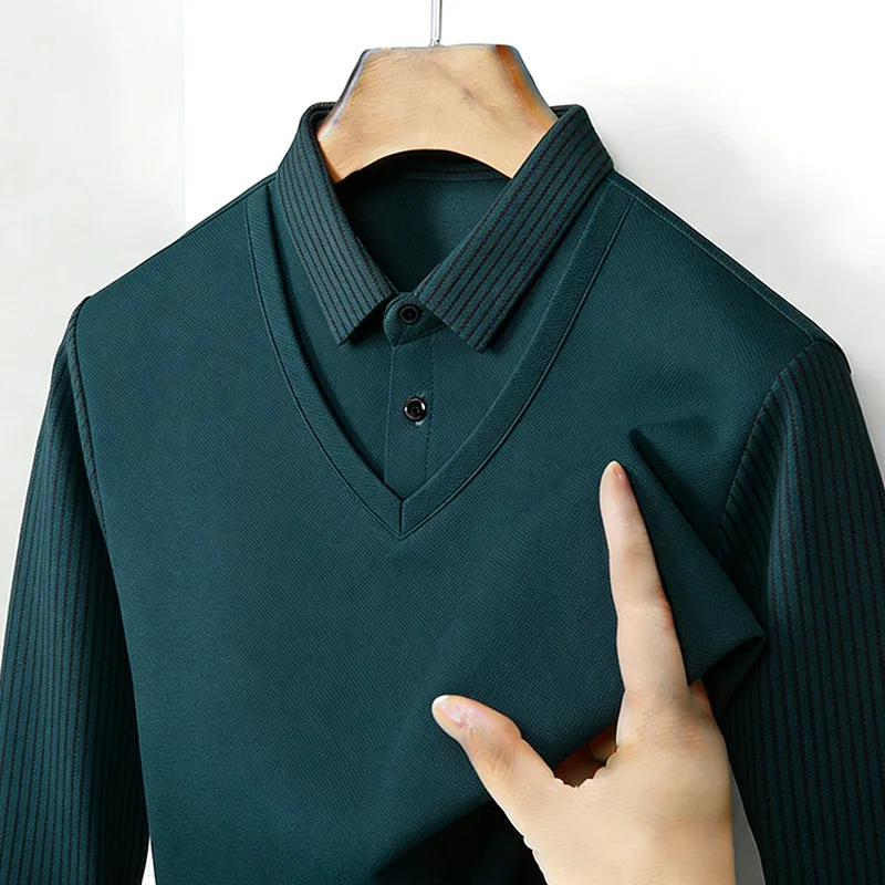 Men's Fake Two Piece Shirt Col - Mens Fashion Casual 리뷰 및 가격