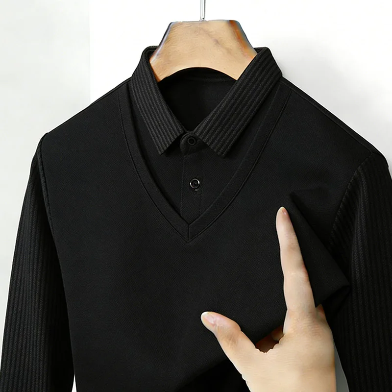 Men's Fake Two Piece Shirt Col - Mens Fashion Casual 리뷰 및 가격