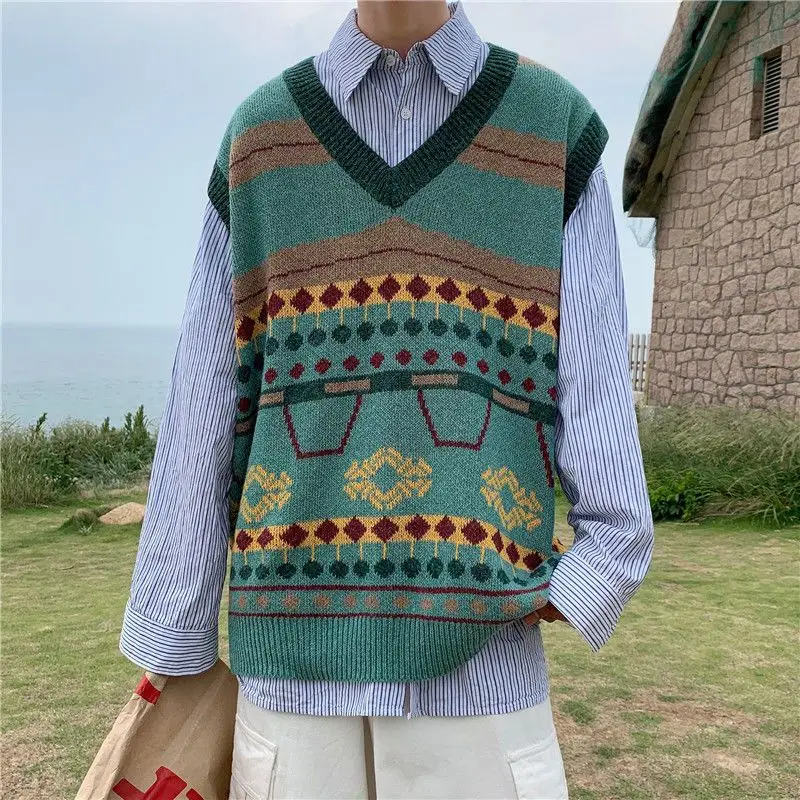 Waistcoat Korean Fashion Knit  - Men'S Fashion Reviews 리뷰 및 가격