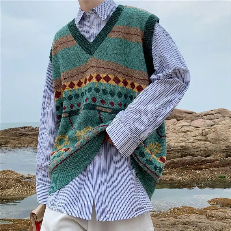 Waistcoat Korean Fashion Knit  - Men'S Fashion Reviews 리뷰 및 가격