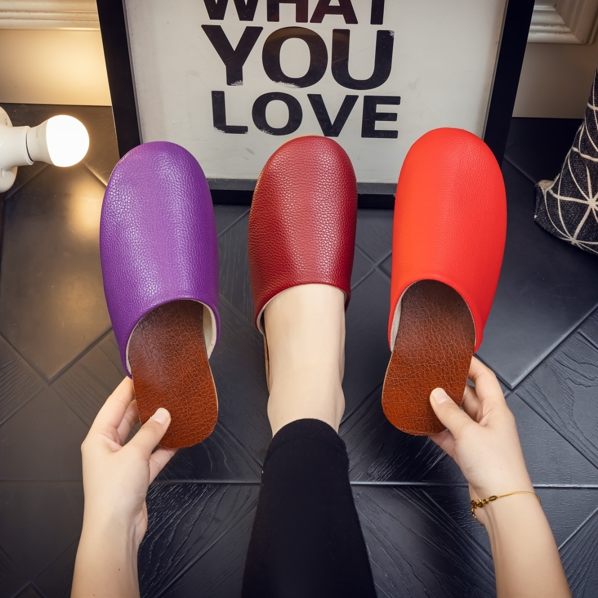 Fashion black leather slippers - Men'S Fashion Houses 리뷰 및 가격