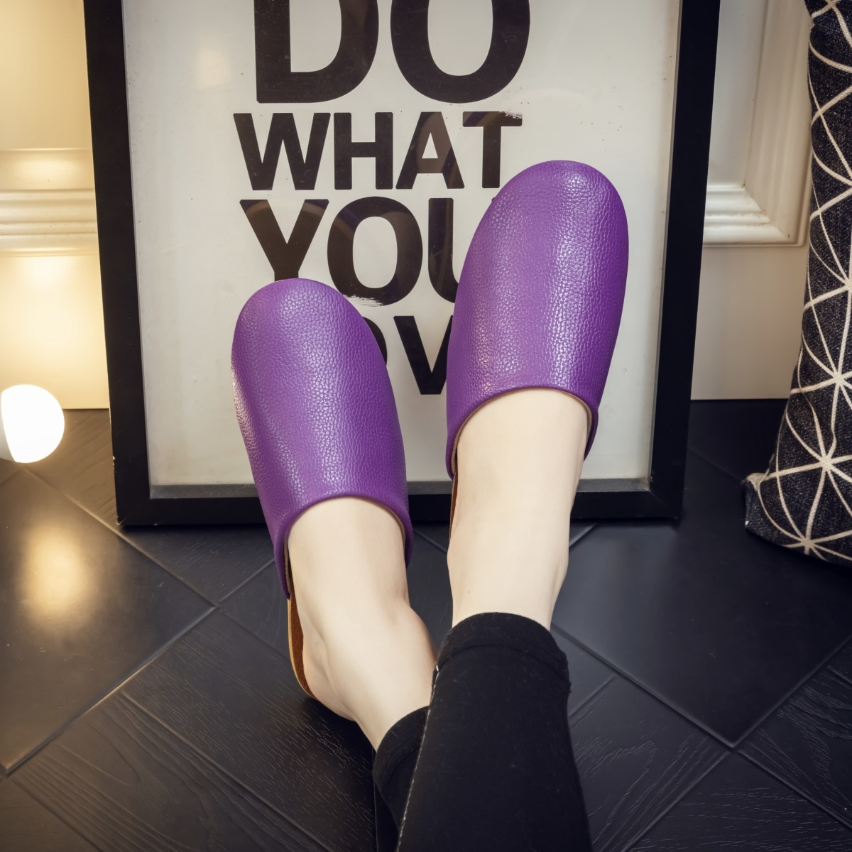 Fashion black leather slippers - Men'S Fashion Houses 리뷰 및 가격