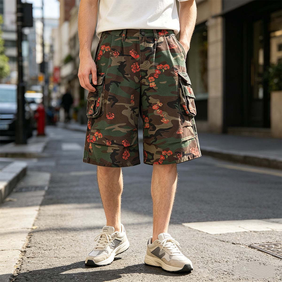 Men's Camo Floral Cargo Shorts - Mens Fashion Camo Pants 리뷰 및 가격