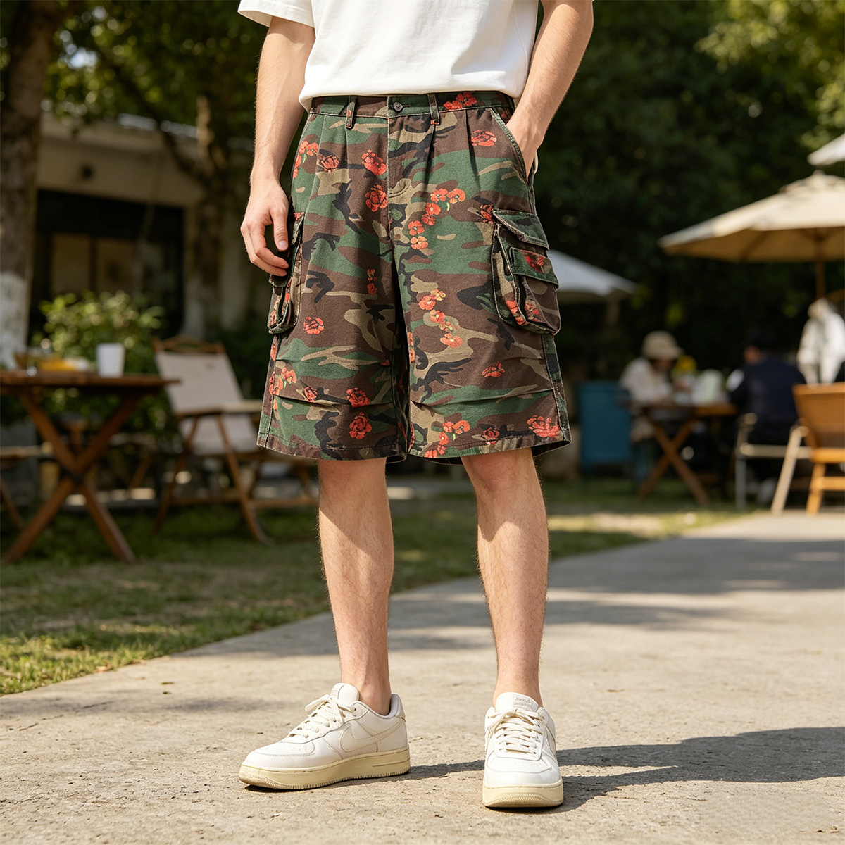 Men's Camo Floral Cargo Shorts - Mens Fashion Camo Pants 리뷰 및 가격