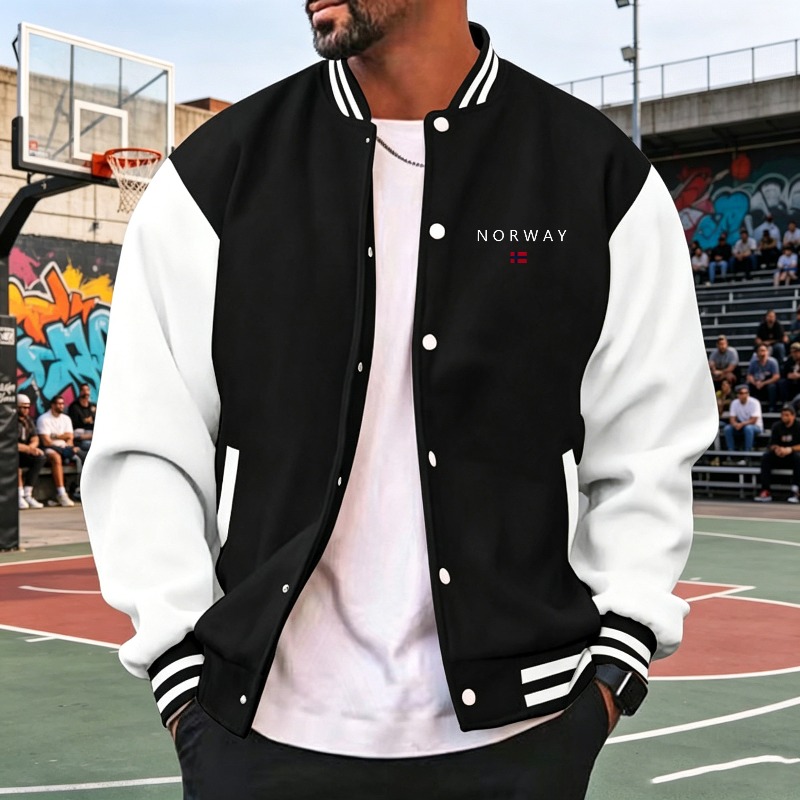 Men Wine Red White Color Block - Varsity Jacket Letterman 리뷰 및 가격