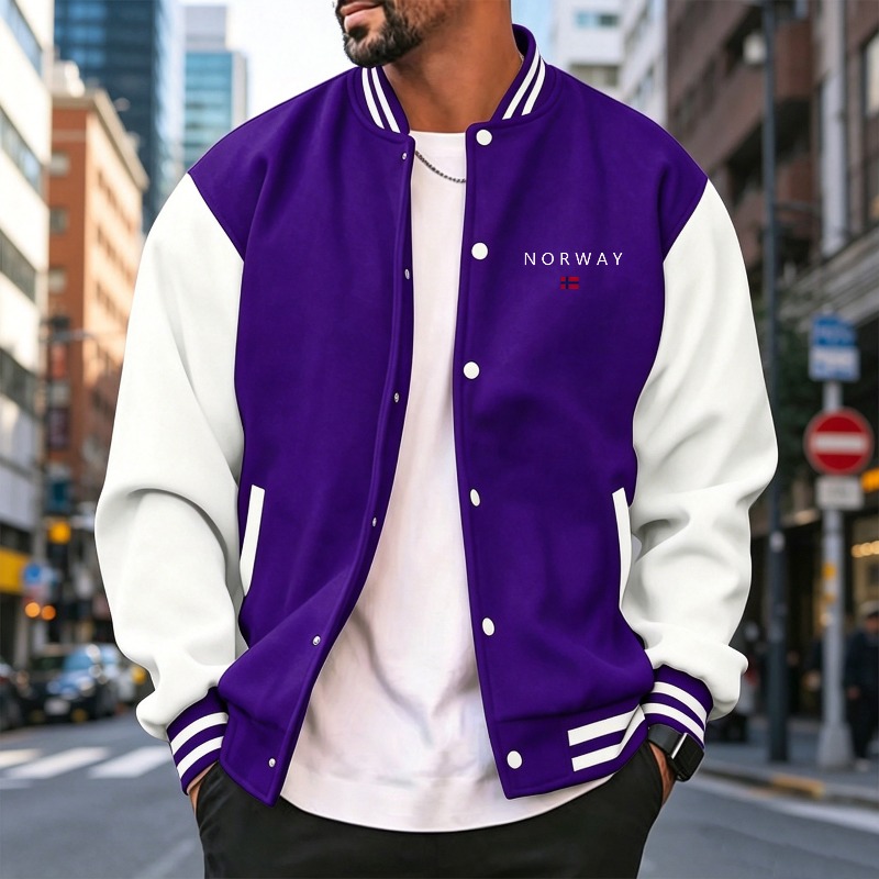 Men Wine Red White Color Block - Varsity Jacket Letterman 리뷰 및 가격