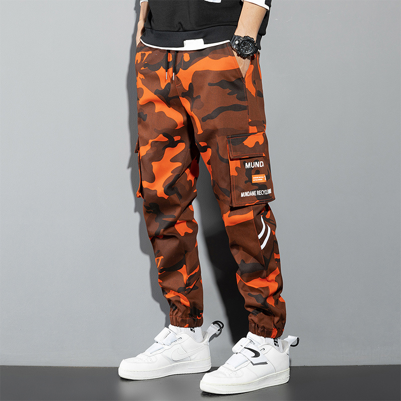 Orange Cargo Pants Men Hip Hop - Mens Fashion Camo Pants 리뷰 및 가격