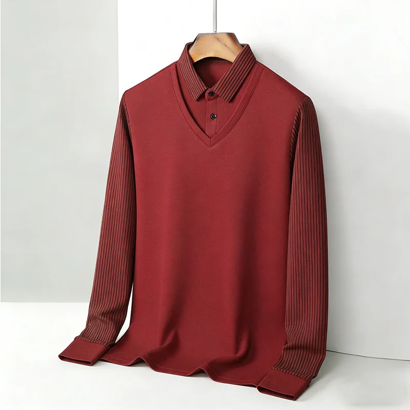 Men's Fake Two Piece Shirt Col - Mens Fashion Casual 리뷰 및 가격